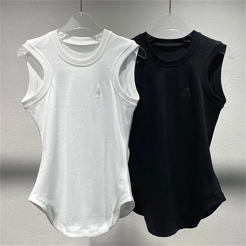 

Women's vest New elastic knit slim fit round neck sleeveless top for summer 2025 pure cotton Women's corset y2k T-shirt Tank top