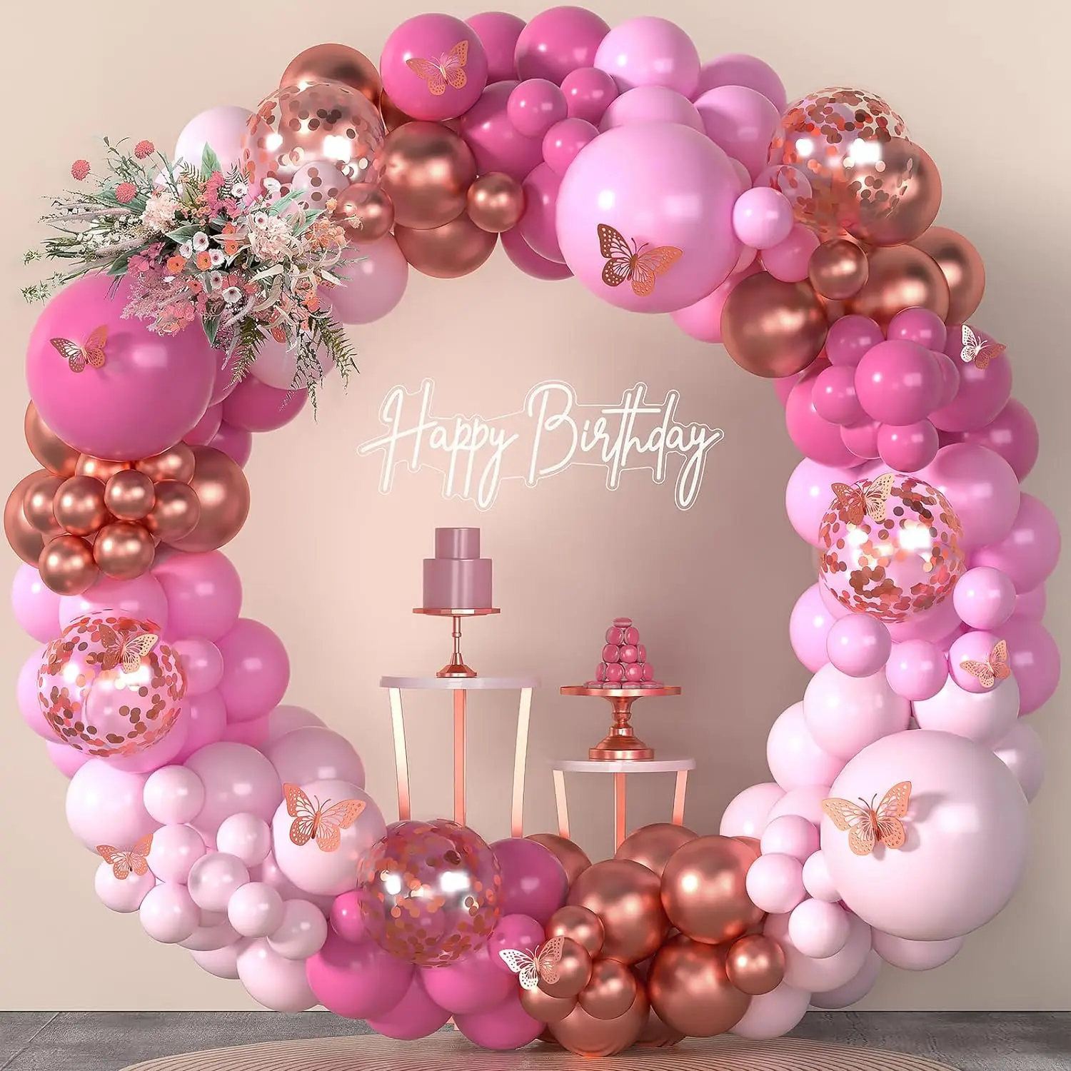 143-teiliges Latex-Ballon-Set in Rosa und Roségold, geeignet für Geburtstagsfeiern, Hochzeiten, Partydekorationen zum Valentinstag