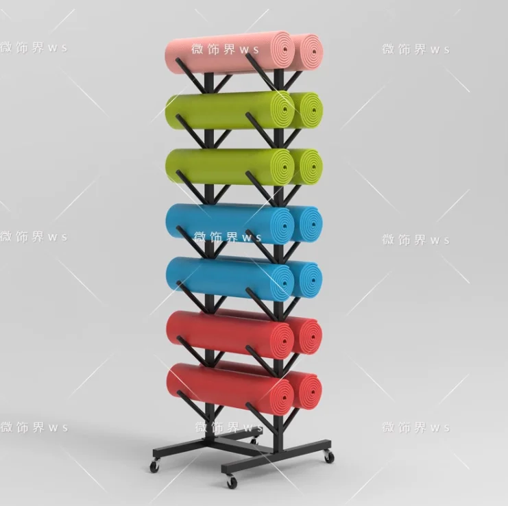 

Yoga mat storage rack Multi layer storage rack for home yoga studio foam axis fitness equipment movable storage rack