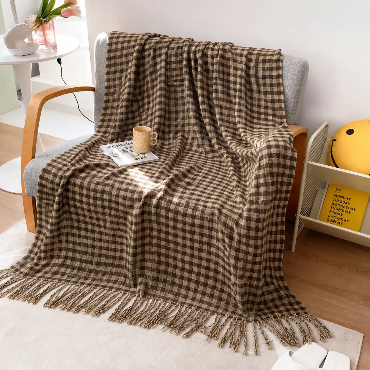 Saliegroene diamantvormige geo - Boho Throw Blanket Fringe recensie en prijs