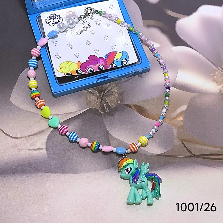 Kawaii My Little Pony Series Cartoon Doll Colorful Bead Necklace Anime Girly Heart Cute Children's Toys Accessories Girls Gifts