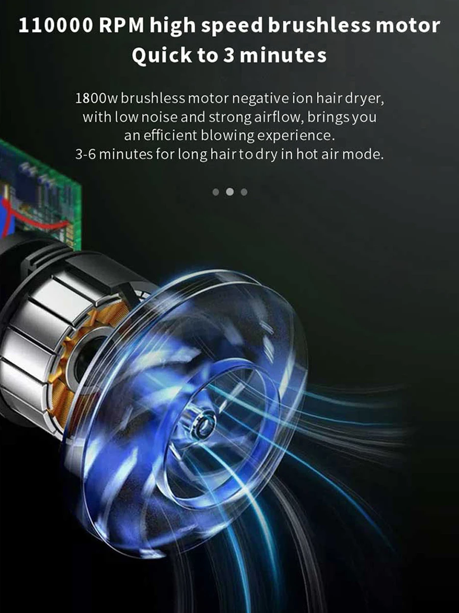 Haartrockner, 1800 W, professioneller, leistungsstarker Haartrockner, schnelle Erwärmung, heiße und kalte Einstellung, negativer ionischer Luftfön
