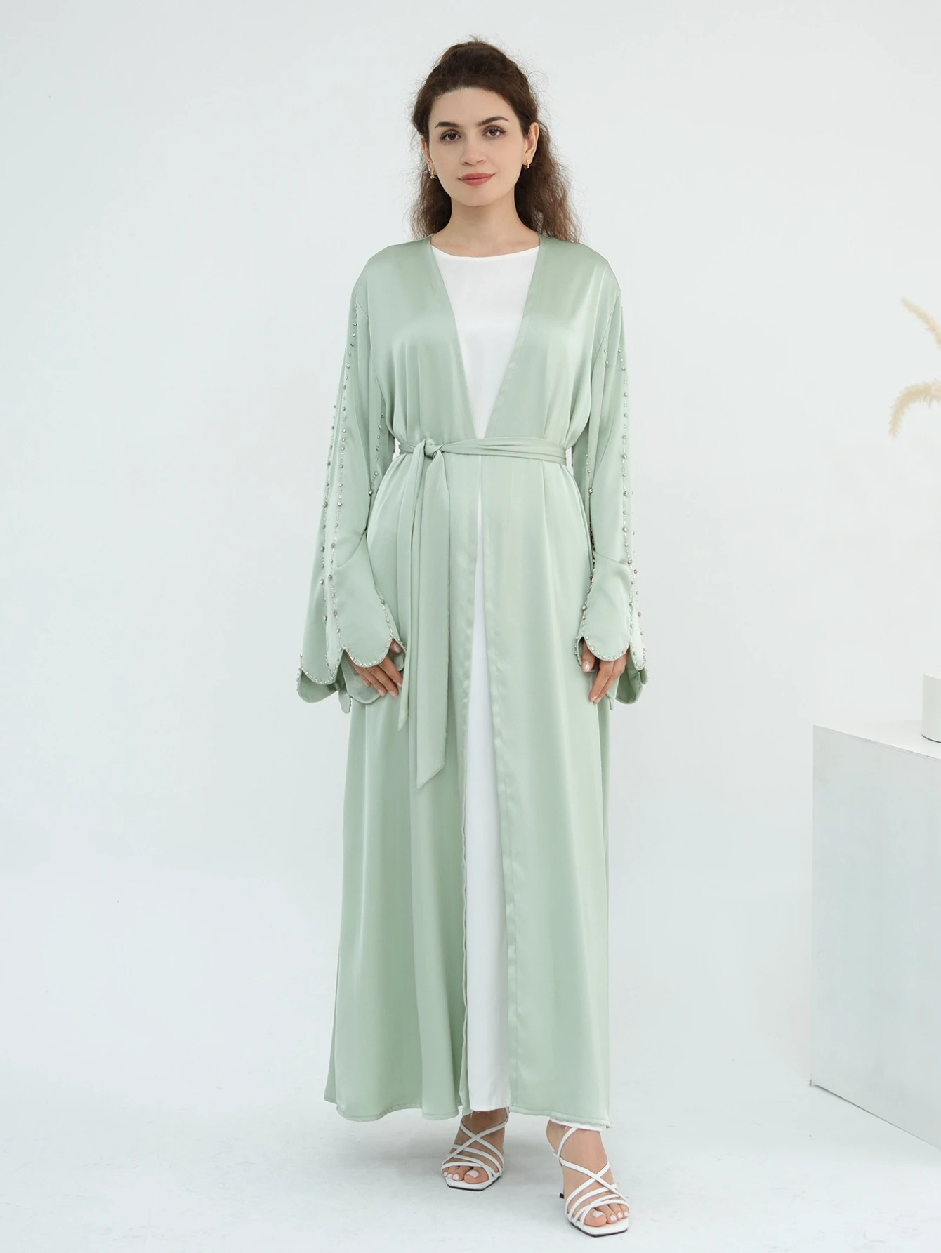 Eid Women Abaya Muslim Diamond Open Dress Jalabiya Ramadan Vestidos Largos Islam Party Arab Long Robe Morocco Dubai Kaftan 2026