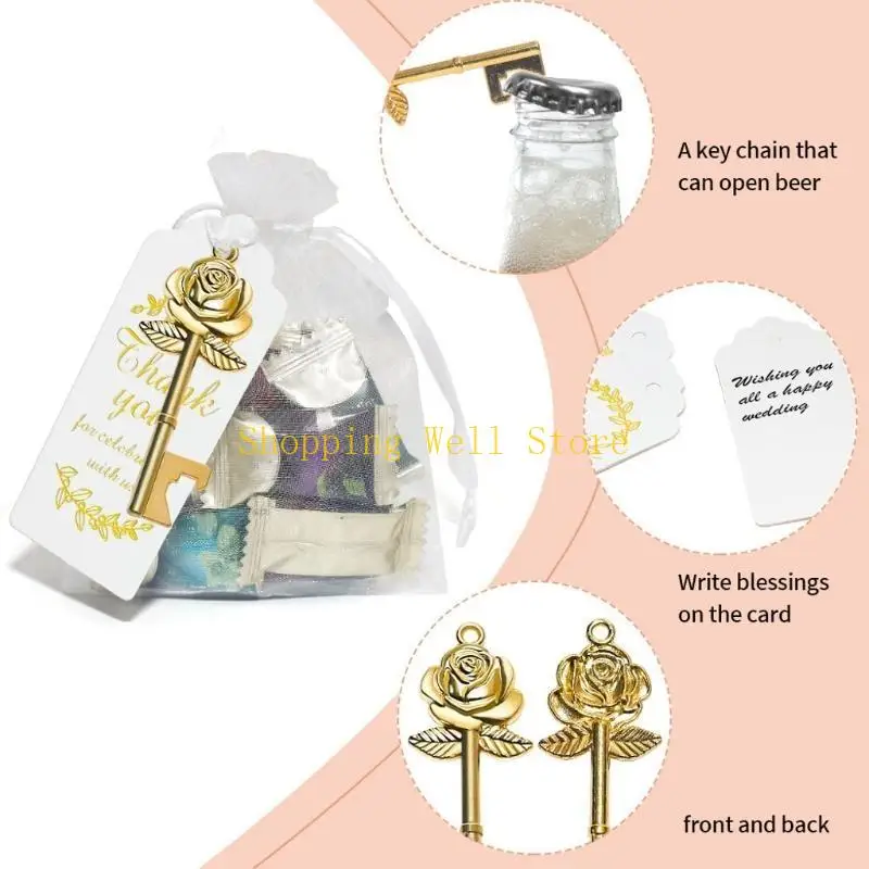 KX4B SET 30 ouvre-bouteille clés Deliate avec à cordon invité Cadeau Gift