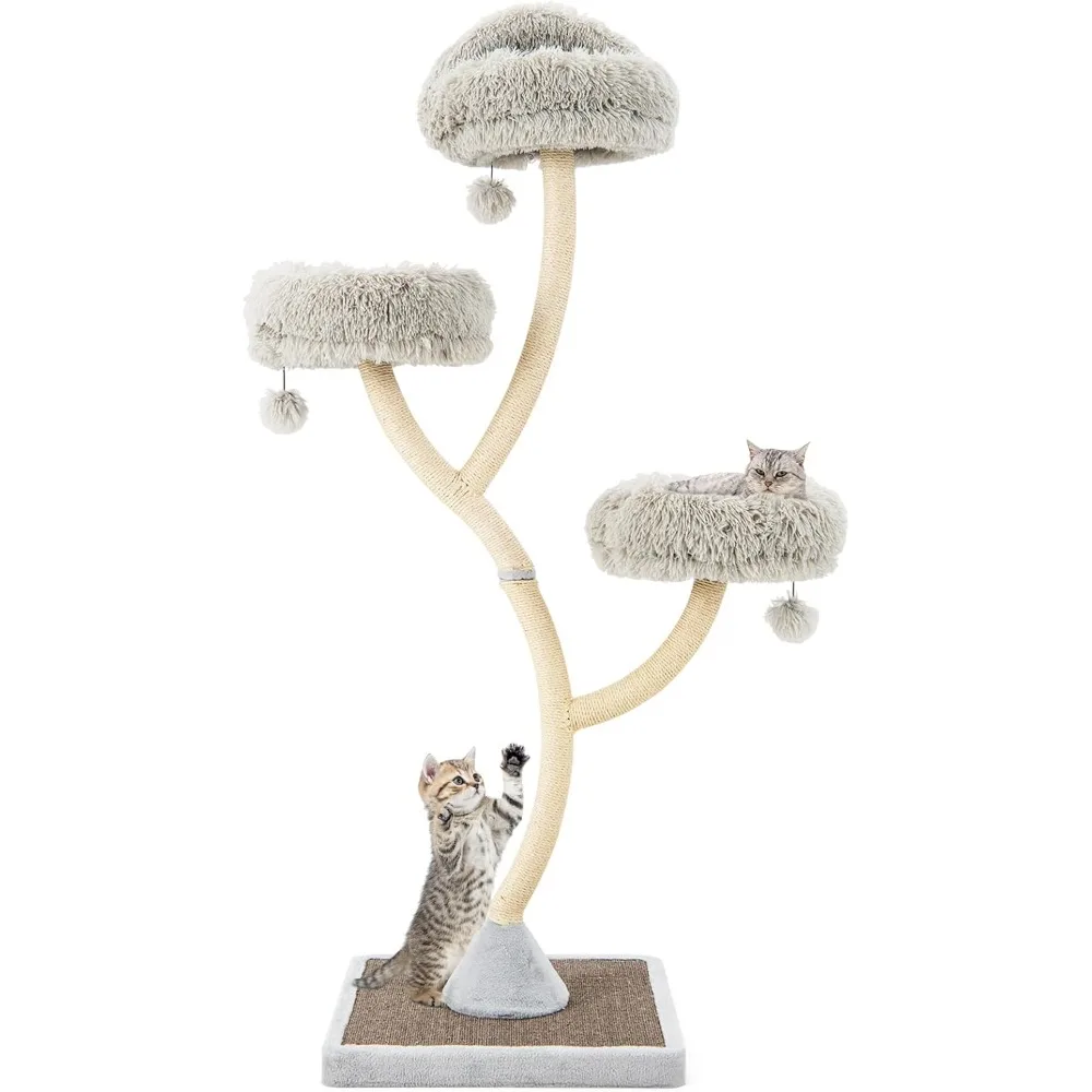 

70" Tall Cat Tree, Cat Tower with Scratching Posts and Board, Multi-Level Cat Tower for Large Cats 20 lbs+ with 3 Cozy Perches