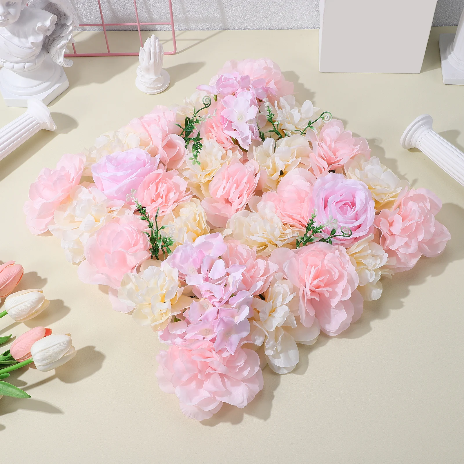 

6 Pcs Flower Wall Decoration Spring Backdrop Decorations Artificial Wedding Flowers Pink Panel for Bridesmaid