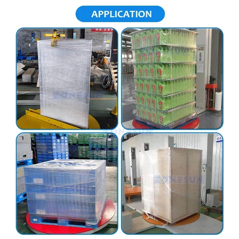 ZONESUN ZS-PWM1 Semi Auto Pallet Stretch Wrapping Machine Turntable Stretch Film Packaging Machine for Warehouse