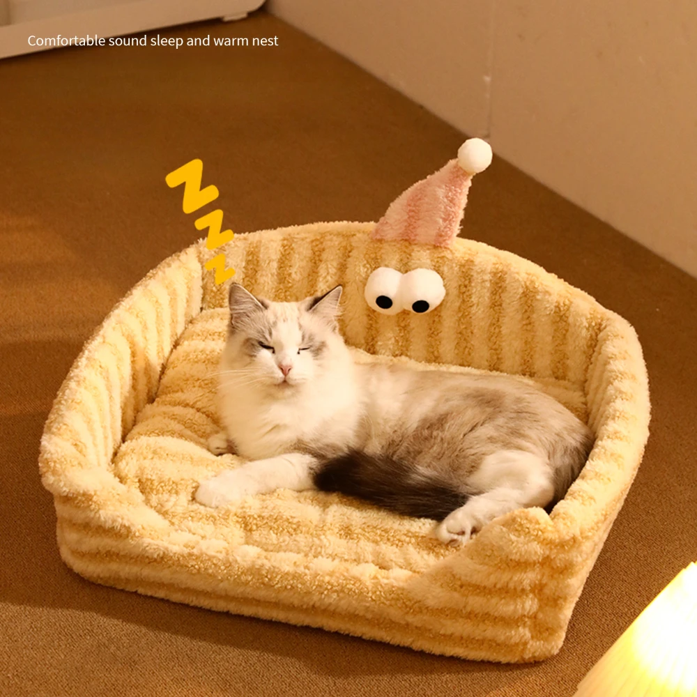 Dog's Nest Thickened in Winter Dog Beds Removable Washable Pet Cat's Nest New Winter Warm Moon Velvet Triangle Hat Sponge Nest