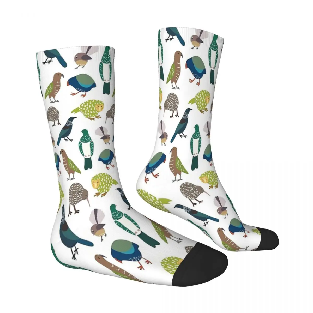 Cute New Zealand WHITE Kakapo Parrot Kaka Po Strigops Habroptila Bird Birds Socks Male Mens Women Autumn Stockings Printed