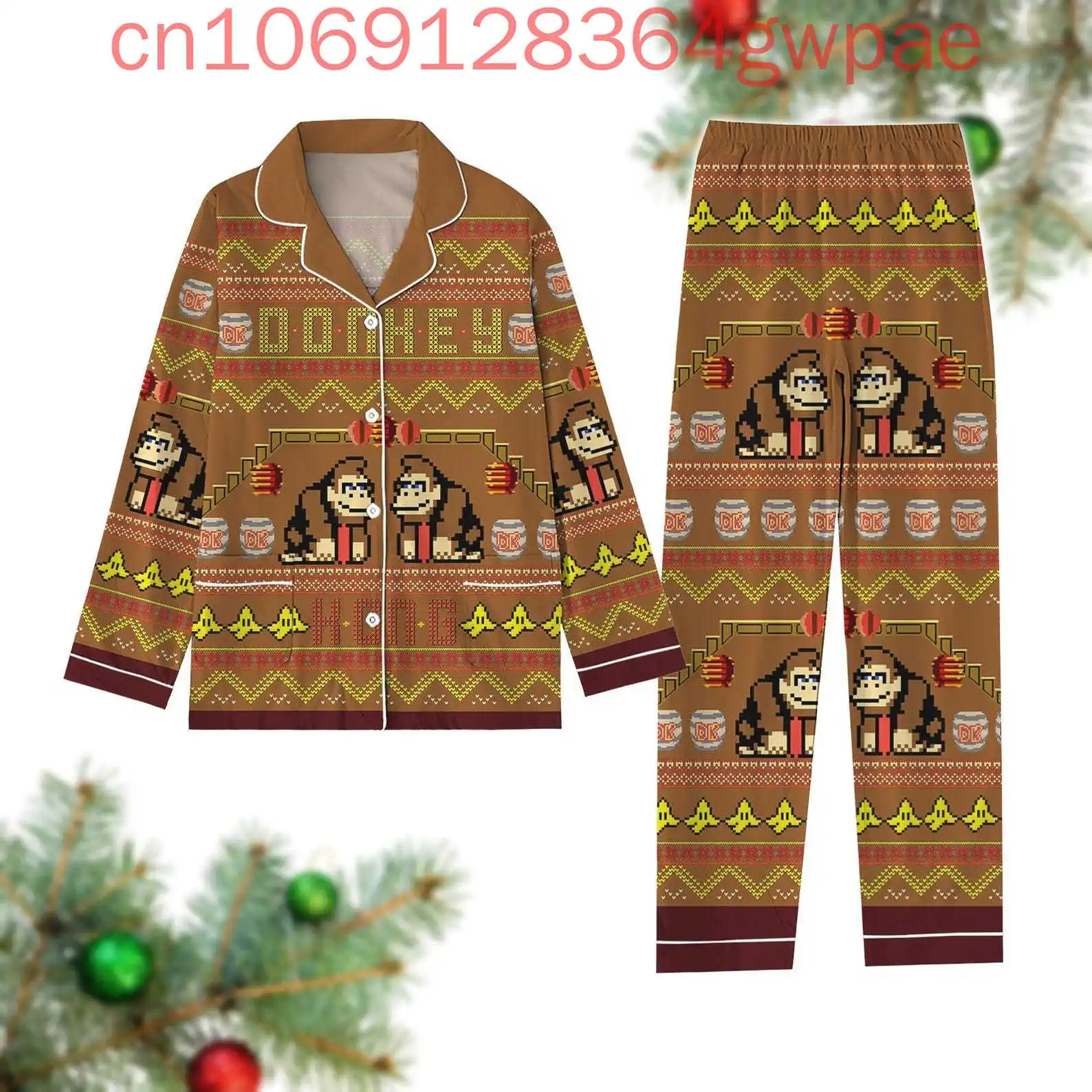 Рубашка Super Mario Donkey Kong 2025 года, пижамный комплект с 3d принтом, повседневная мужская и женская рубашка с длинным рукавом, пижамный комплект, семейные пижамные комплекты