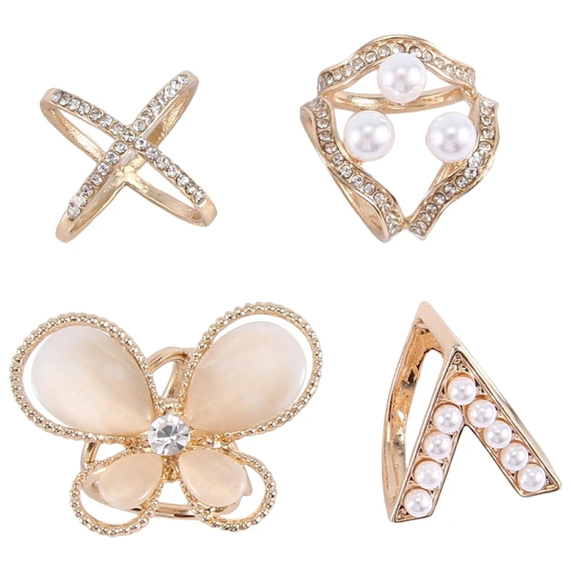 4 Pcs Scarf Buckle Rings For Women Elegant Silk Scarve Shawl Decoration Accessories