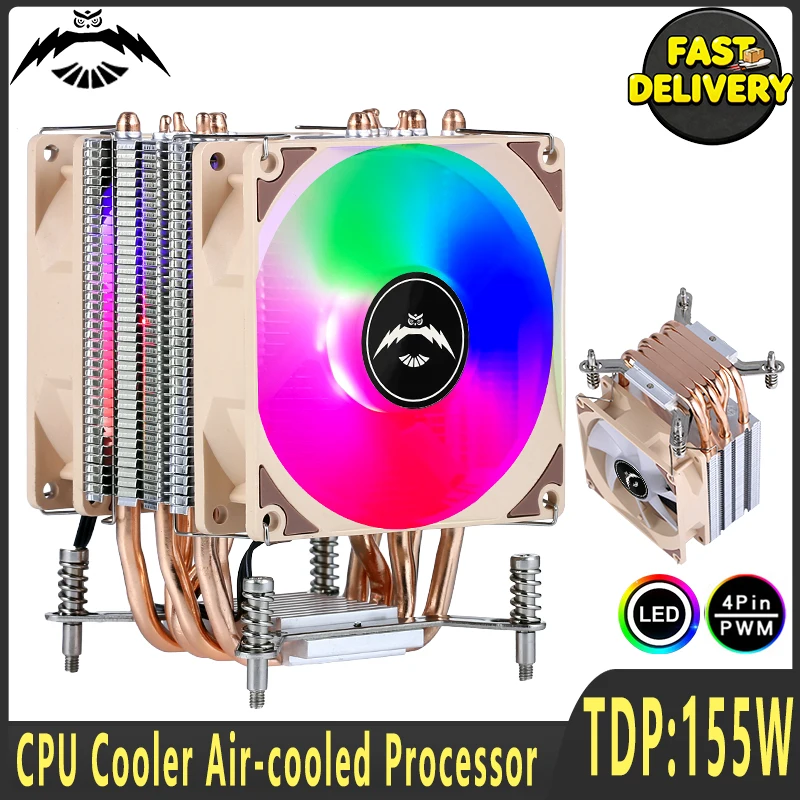 Cooler Xeon X99 X79 Cpu Fan Air-cooled 2/4/6 Heat Pipe Radiator 4pin/PWM Mute Compatible LGA2011 2066 115x 1200 1700 18xx I5 I7