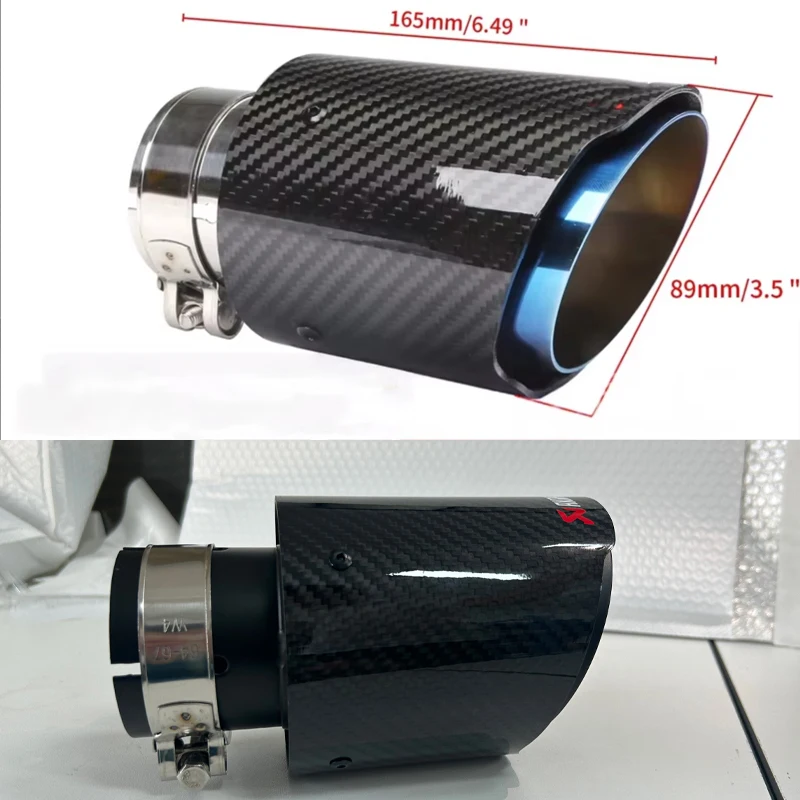 

Universal Car Glossy Carbon Fiber Muffler Tip Exhaust System Pipe Mufflers Nozzle Straight Stainless Black exhaust tip muffler