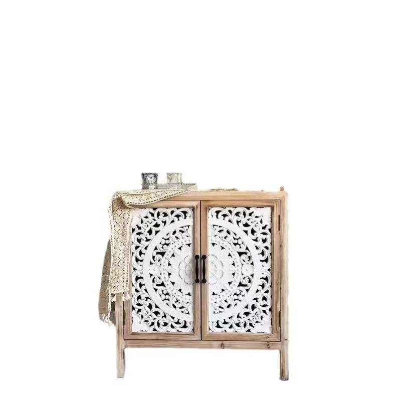 

gi-76X70X12CM Entrance Cabinet Carved Wooden Decorative Cabinet Living Room Storage Cabinet Floor-standing Sideboard`