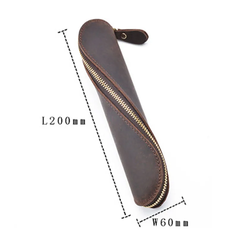 Fromthenon Genuine Leather Pencil Punch Case Stationery Creative S-shaped Pencil Bag Retro Travelers Notebook Accessories Gift