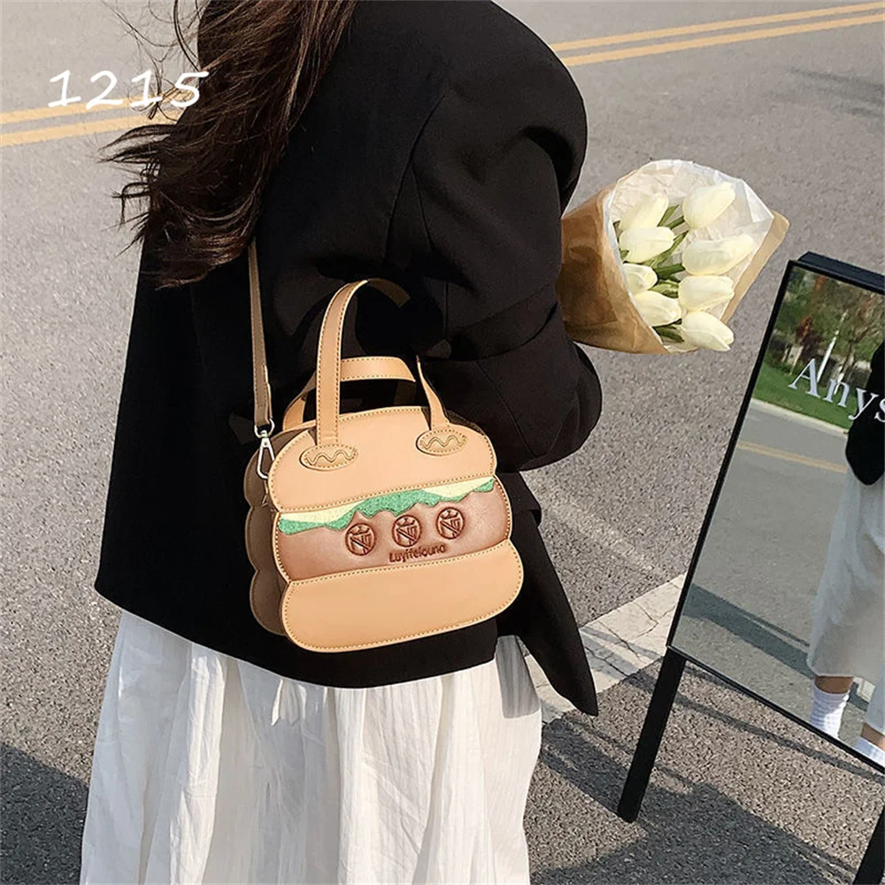 Cartoon Embroidery Hamburg Shape Handbag Shoulder Bag Fashion Women Party Cosplay Bag