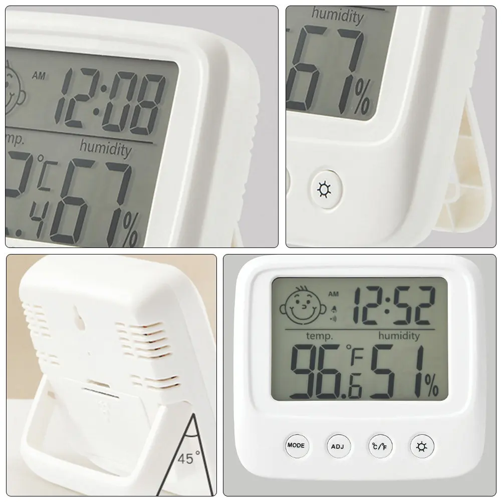 1Pcs Room Dry Thermometer White Wall-Mounted High Precision Hygrometer LCD Screen Indoor Electronic Temperature Humidity