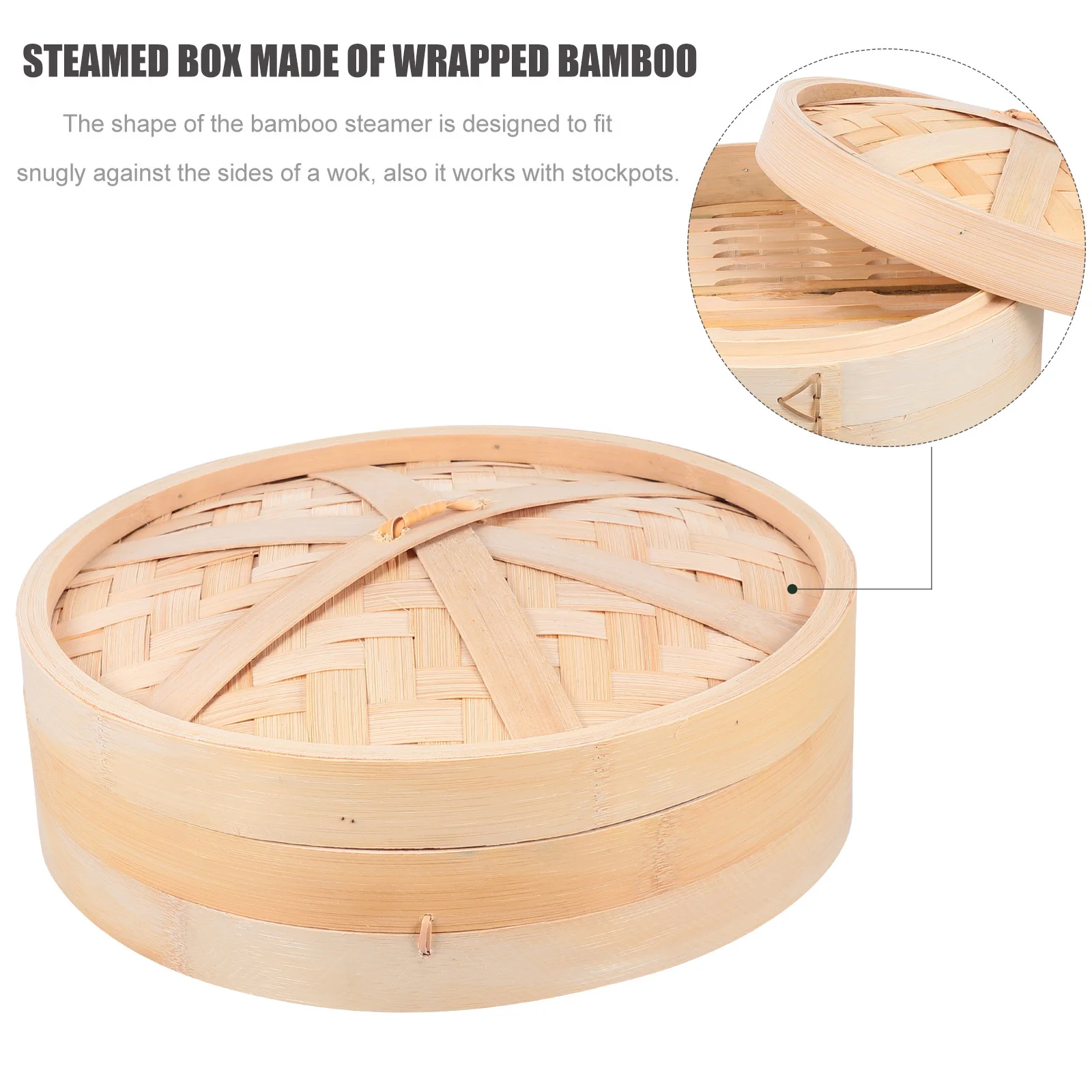 

1Set Bamboo Steamer Handmade Kitchen Food Steamer Lid Multi-Functional Steaming Basket Healthy Cooking Tool Reusable