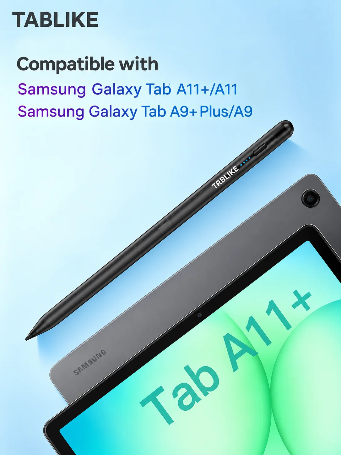 Tablike Touch Screen Stylus for Samsung Galaxy Tab A9/A9 Plus/A11/A11 Plus/A8/A7 Lite, Writing Pencil Rechargeable Tilt Pen