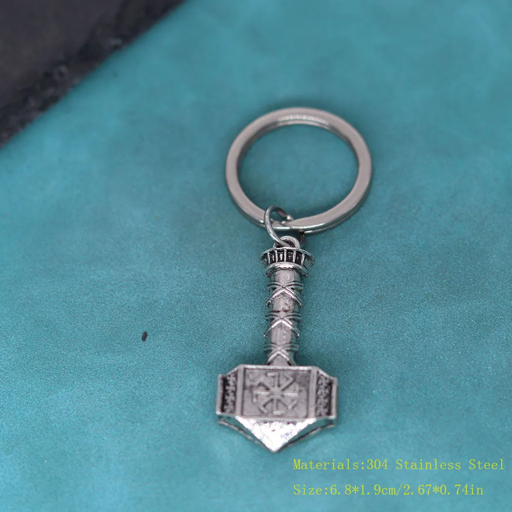 Slavic Keychain Hammer Of Thor Kolovrat Pendant Key Chains For Men Women Mythology Jewelry Amulet Talisman Gift