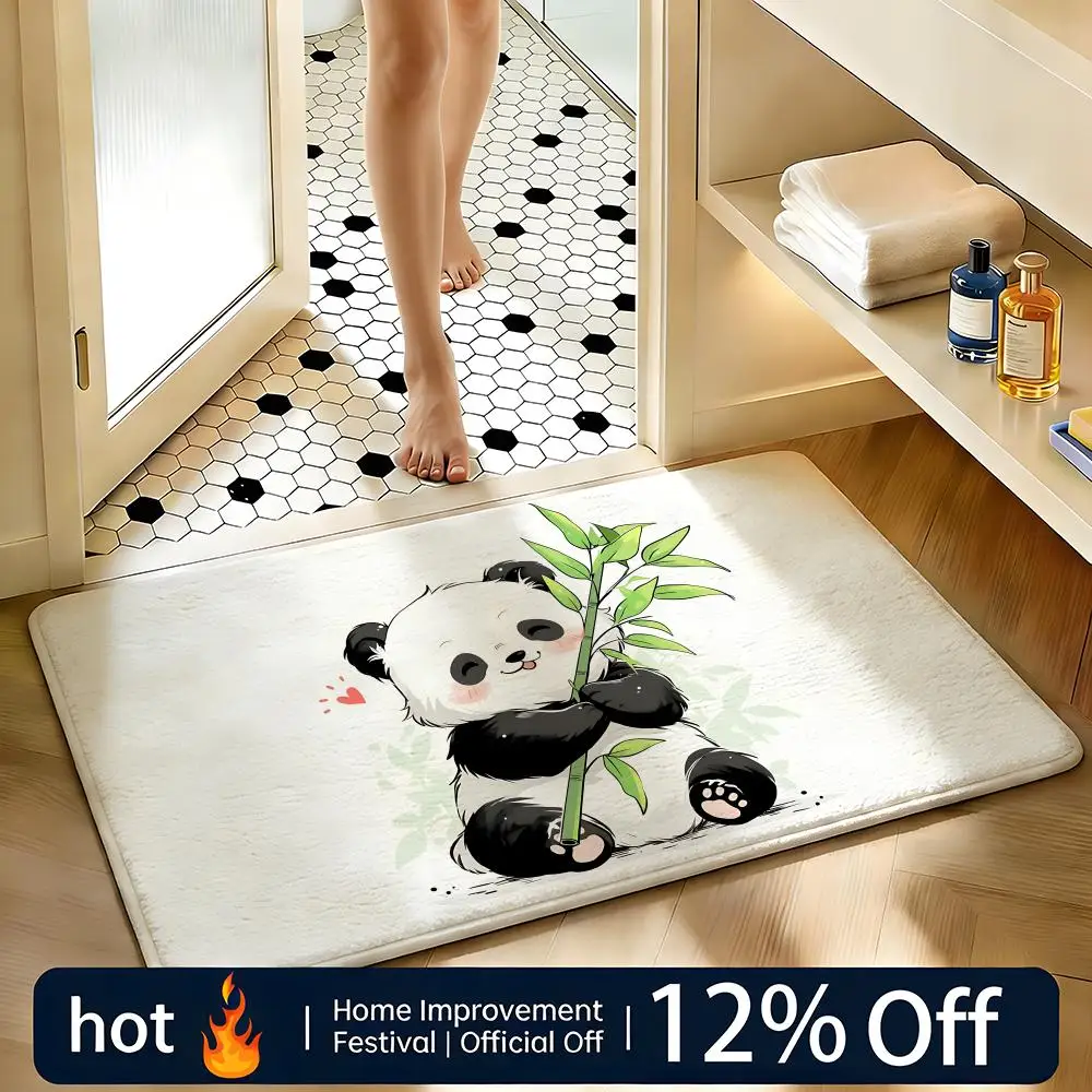 Soft Absorbent Non-Slip Rug Animal Panda Floor Mat Home Decor Doormat Bedroom Floor Mat Shower Carpet