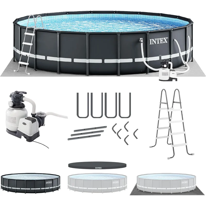 INTEX 26333EH Ultra XTR Deluxe Juego de piscinas sobre el suelo: 20 pies x 48 pulgadas – Incluye bomba de filtro de arena con cartucho de 2100 GPH