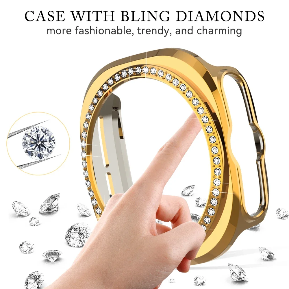 Bling Case for Samsung Galaxy Watch 7 Ultra 47mm Diamond Bumper With Hollow PC Protective Cover for Samsung Galaxy Watch 7 Ultra
