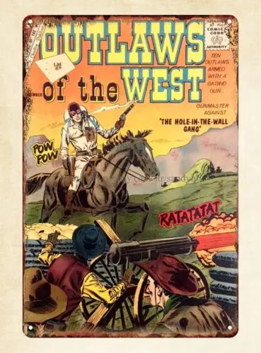 Outlaws Of The West 1961 western comics metal tin sign artwork office walls