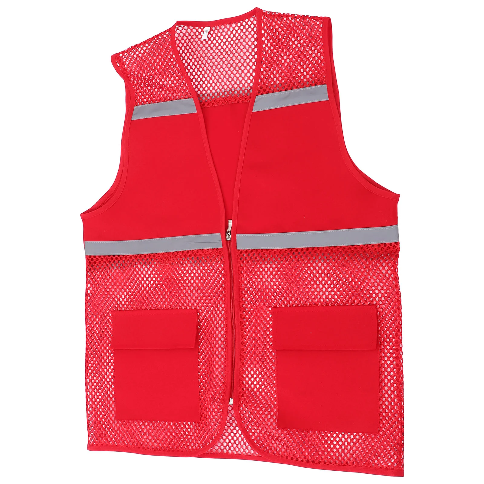 High Visibility Mesh Reflective Vest with Zipper and Pockets Red Construction Workers Safety Vests for Men and Women XXXL