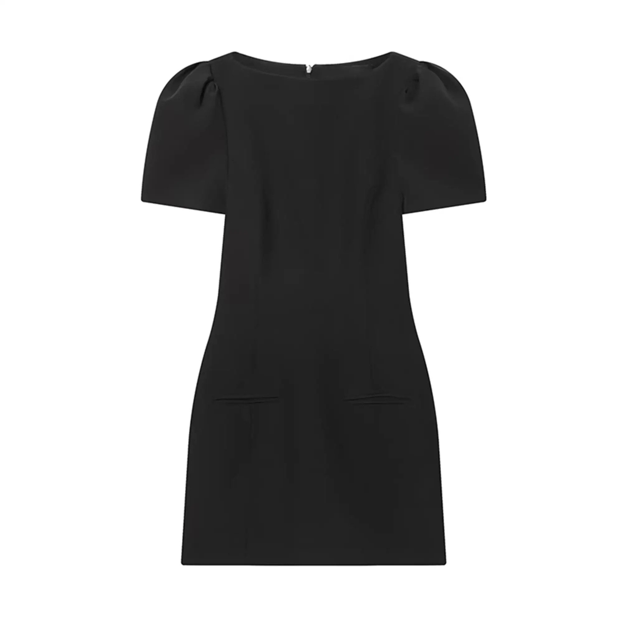 TFMLN Elegante dames mini-jurk met korte mouwen, slim fit, hoge taille, effen jurken met korte mouwen, eenvoudige bodycon-forensjurk