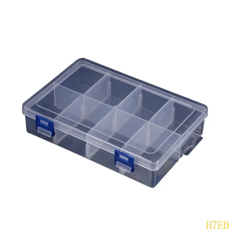 

H7ED Transparent 8 Section Storage Case Multipurpose 8 Cell Plastic Box for Students Homemakers & Office Workers