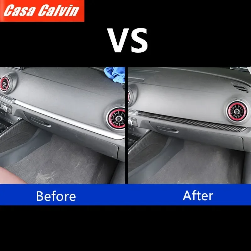 Carbon Fiber Color Car Dashboard Trim Strips Sticker for Audi A3 8V 2012 2013 2014 2015 2016 2017 2018 2019 Interior Accessories