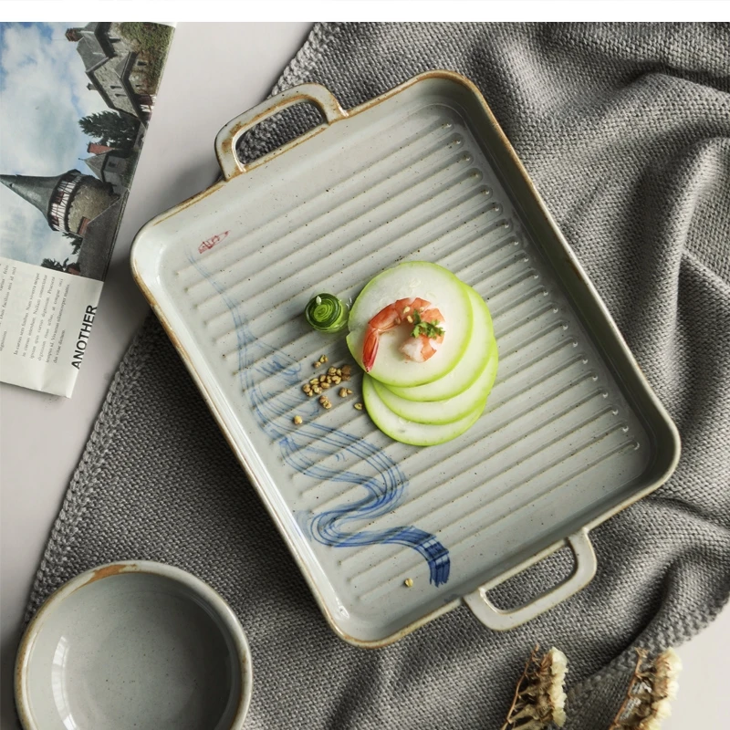 ceramic bakeware rectangular flat oven cheese baked rice household dishes pans