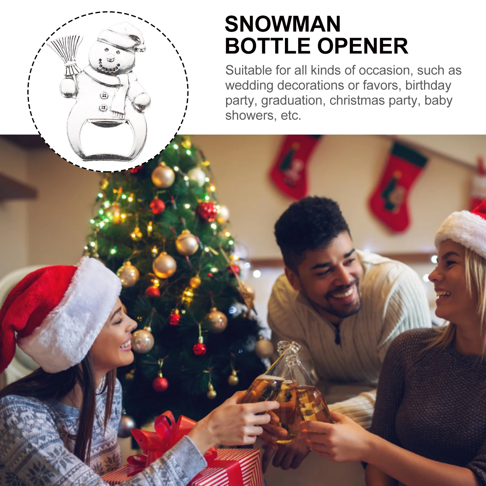 

2 Pcs Christmas Snowman Bottle Opener Openers Stopper Beer for Wall-mounted