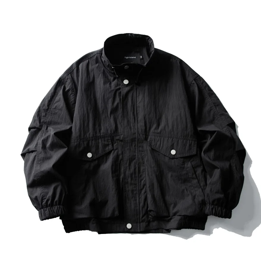 

Осенняя морщинистая ткань, мужская свободная повседневная уличная одежда с воротником-стойкой, модная техническая одежда, куртка-карго, женская спортивная куртка, верхняя одежда