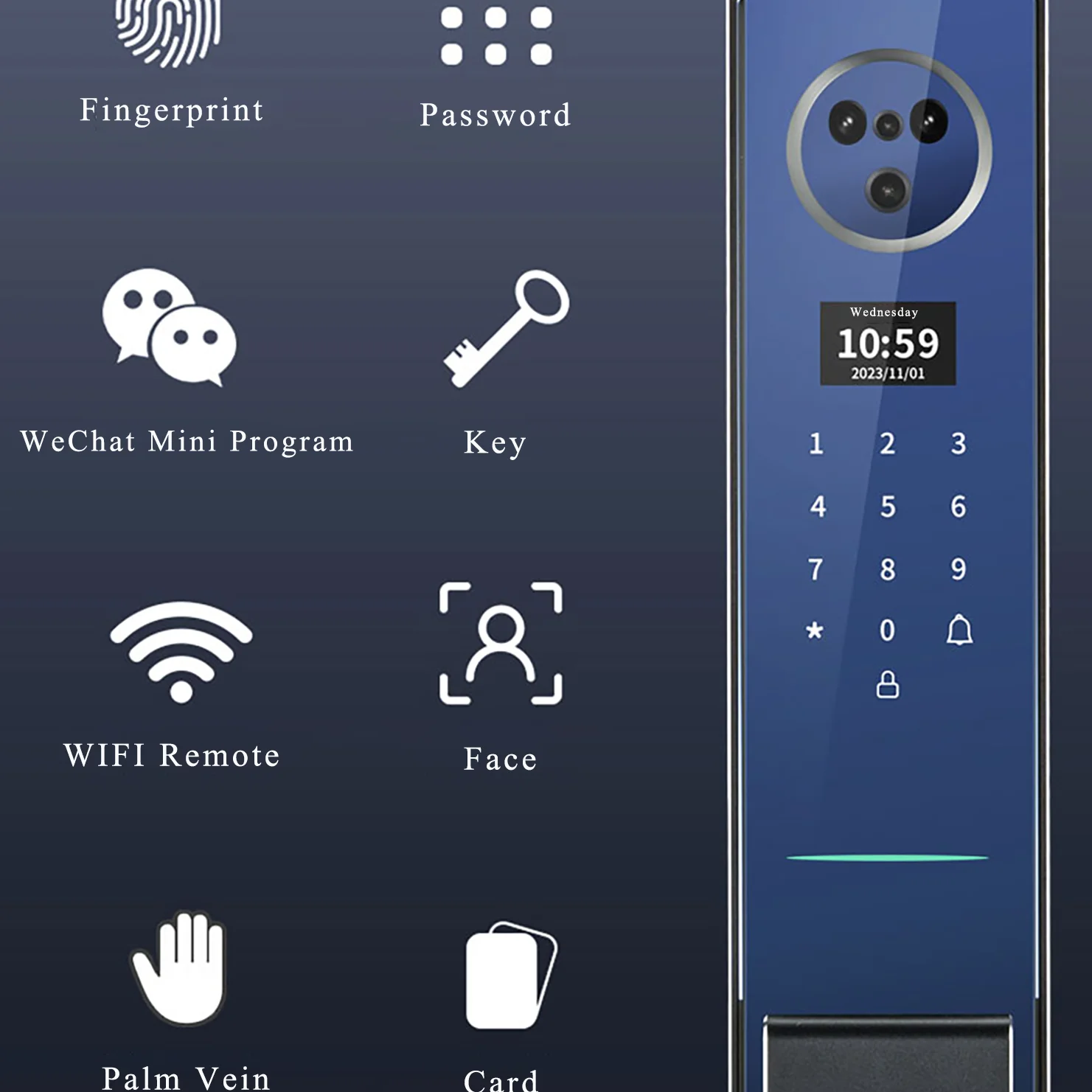 001 Intelligent Face Recognition Smart Door Lock Palmprint Fingerprint Fully Automatic Smart Lock