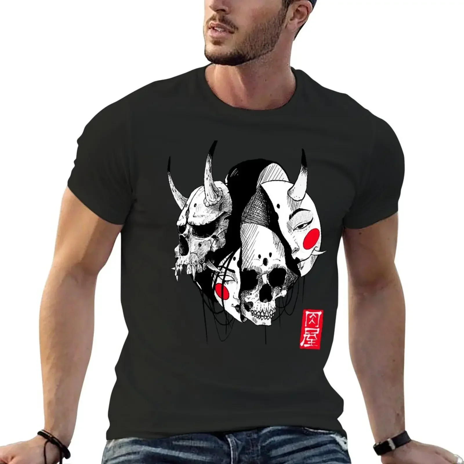 Japanese Evil Girl Hannya Samurai Mask T-Shirt customs design your own rapper graphic tees shirts men graphic