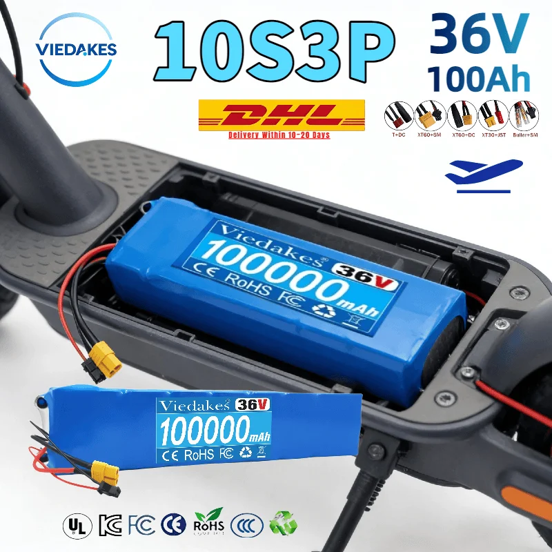 

Bestselling 10S3P 36V 100Ah 18650 lithium battery with XT30+JST/T+DCport, suitable for Xiaomi M365/M365pro electric scooter