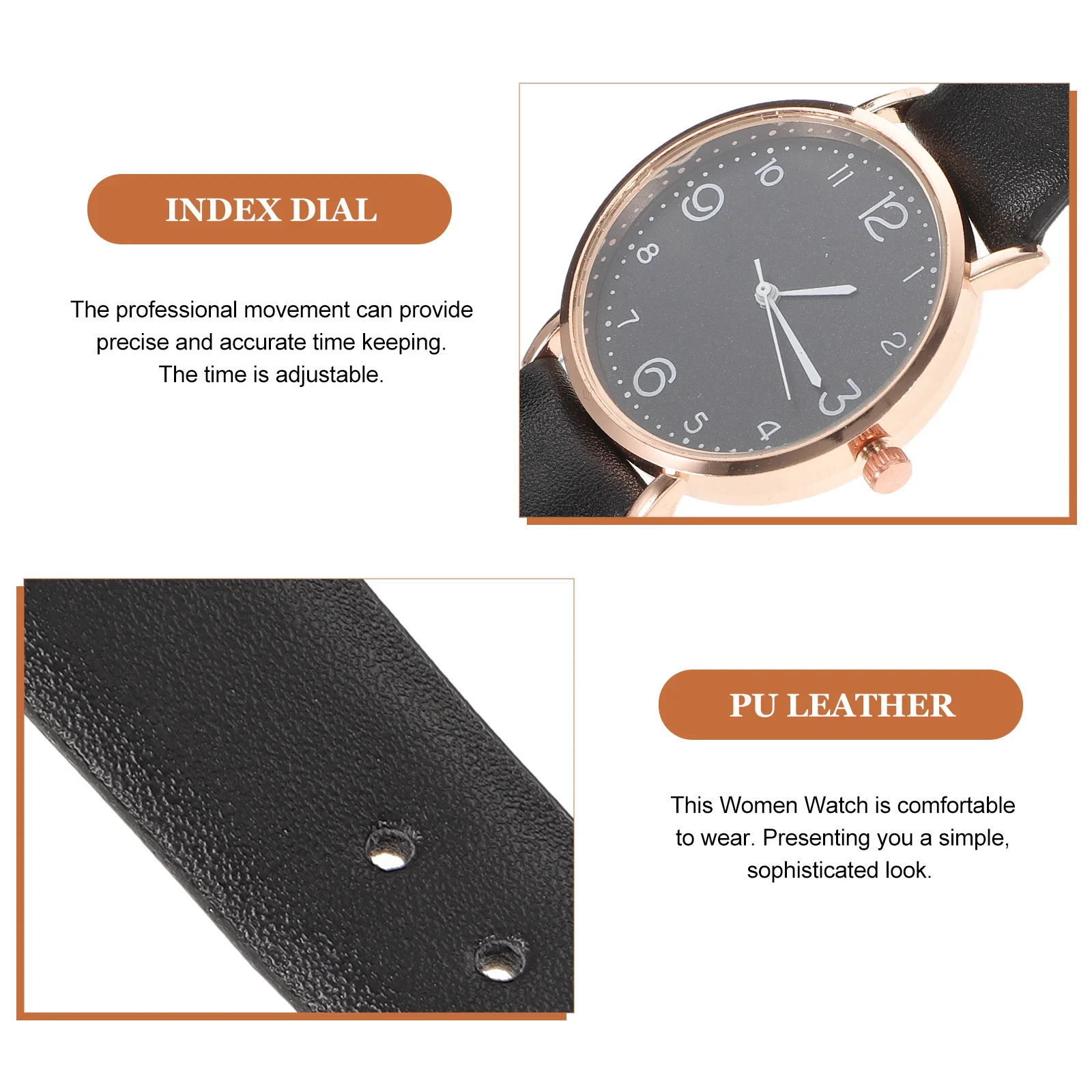 

Women Quartz Watch Simple Style Soft PU Strap Suitable Casual Party Dating Elegant Wristwatch Women Watch