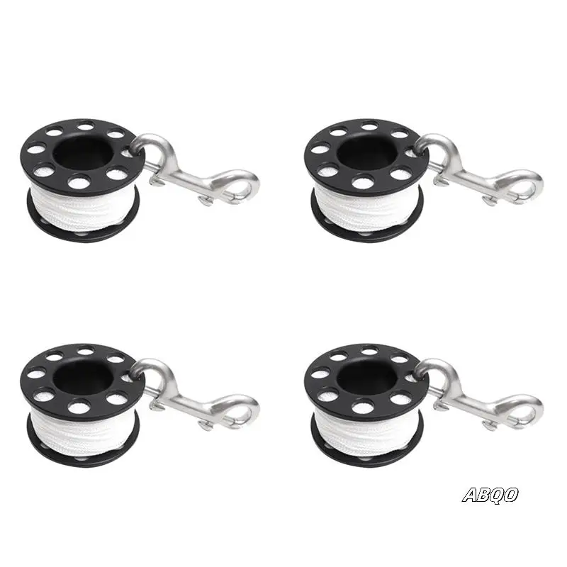 

4Pcs 30M Scuba Diving Spool Finger Reel With Stainless Steel Double Ended Hook SMB Equipment Cave Dive