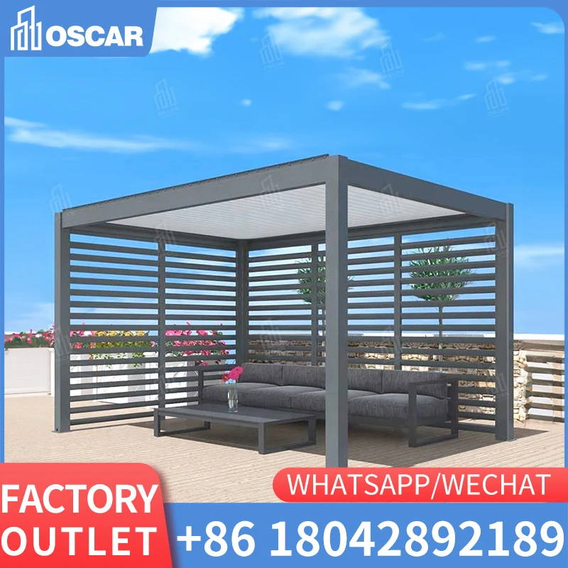 

Support Custom Electric Outdoor Aluminum Pergola Folding Pergola Aluminum Alloy Retractable Roof With Tubular Motor