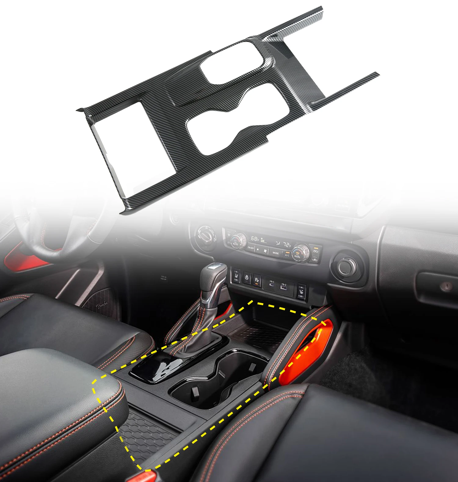 Dla Nissan Frontier 2022-2025 LHD Akcesoria do wnętrza samochodu Panel zmiany biegów konsoli środkowej Osłona wykończeniowa Styl włókna węglowego ABS 1 szt.