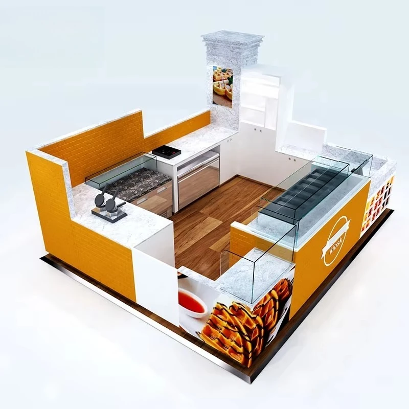 Hot Sale Customized Colorful Modern Bubble Tea Kiosk and Fast Food Kiosk in Mall Coffee Display Kiosk Design Juice bar Counter