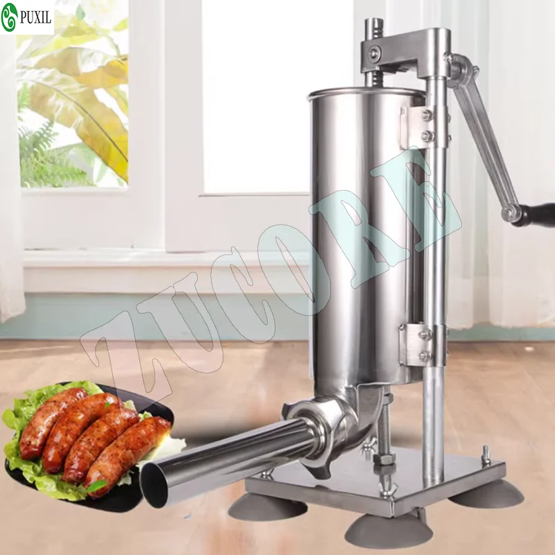 Relleno de salchichas de acero inoxidable, carne casera, máquina de jeringa Manual de 4L, relleno de acero