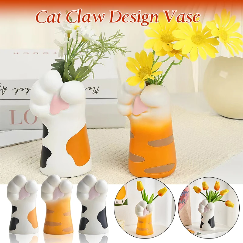 Cat Flower Vase Container Home Decors Claw Shape Resins Vase Multifunctional Flowerpots for Wedding Holiday Party