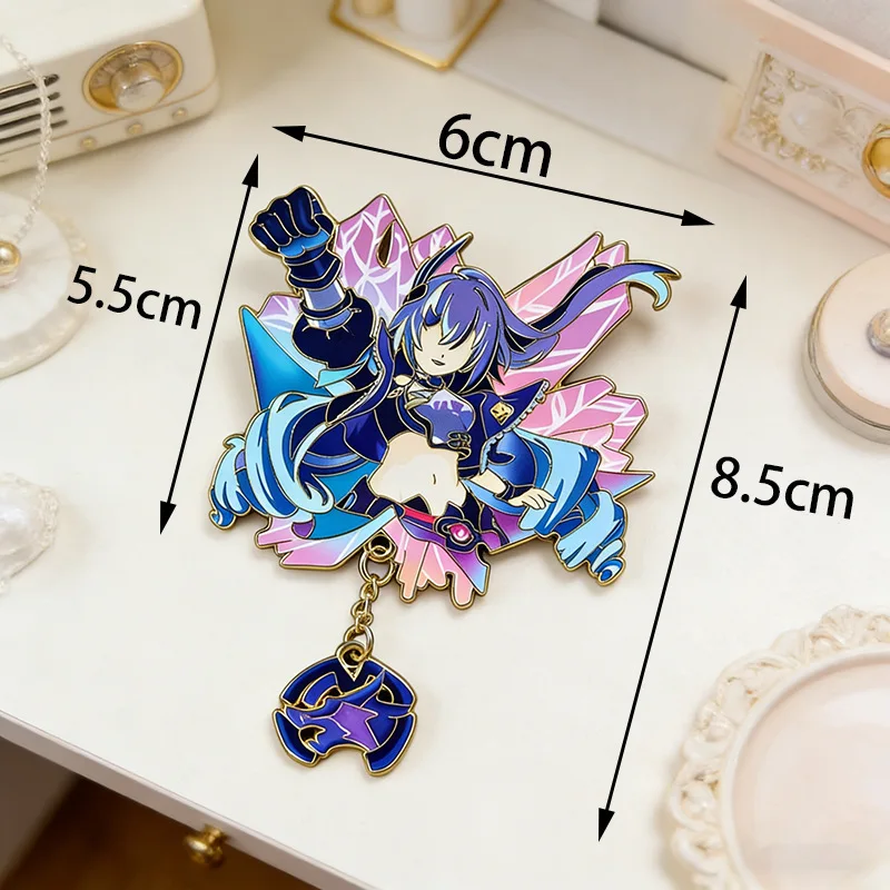 Honkai: Star Rail Hanser Silver Wolf LV.999 Ashveil Phainon Cosplay-Anstecker, Spielheld Khaslana, sechseckige Broschen, Anime-Deko – Detail 2