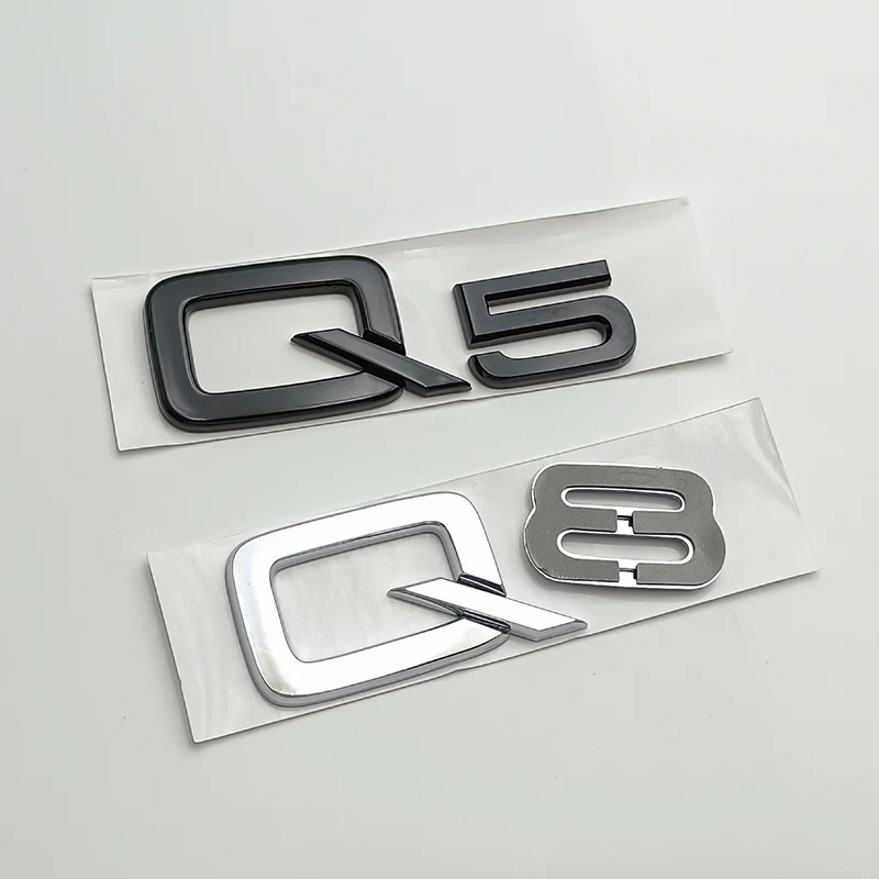 3d ABS Adhesive Chrome Black Car Rear Trunk Number Letters Sticker For Q2 Q3 Q5 Q7 Q8 Logo Emblem Nameplate Badge Accessories