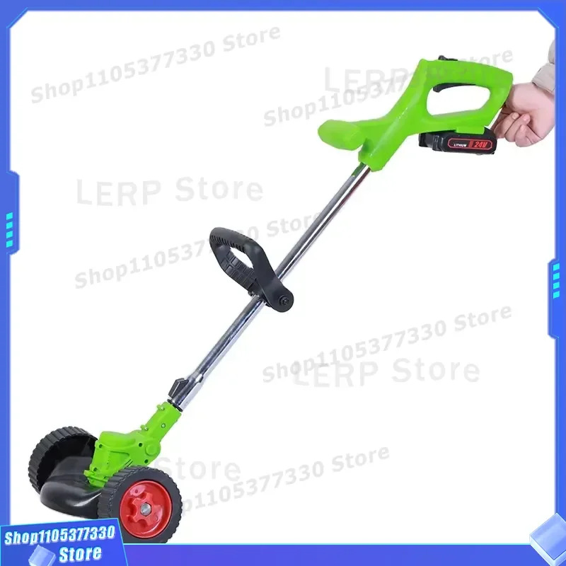 24V Cordless Lithium Electric Lawn Mower Rechargeable Portable Wheeled Garden Trimming Tool Set for Grass Cutting Maintenance