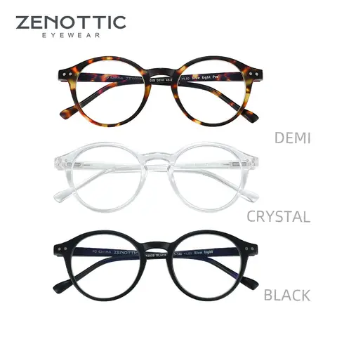 ZENOTTIC Retro Stile Anti Luce Blu Occhiali da Lettura Moda Occhiali Presbyopia Anti Riflettenti Occhiali Computer Uomini e Donne Rotondi Occhiali (Gradi 0-400)