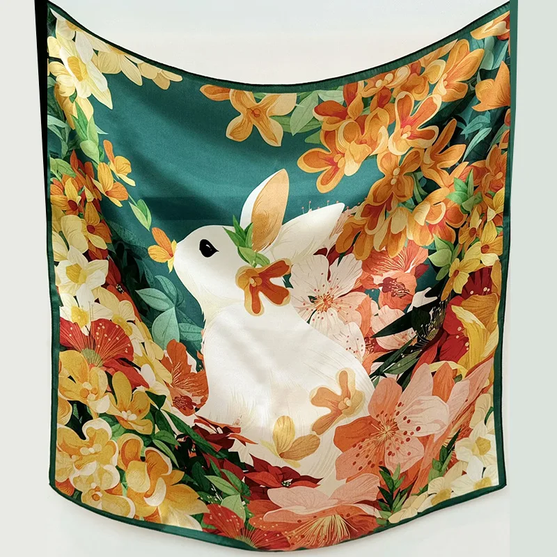 

Spot Rabbit Elephant Scarf Women's Large Kerchief French Retro Sunscreen Shawl All-Matching